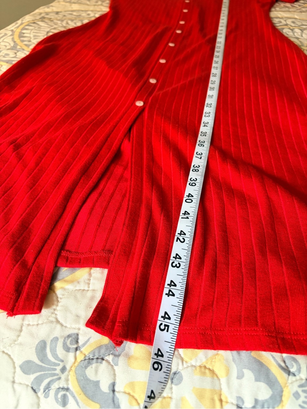 NWT Market & Spruce Red Button Front V Neck Short Sleeve stretchy MIDI Dress, M - Picture 7 of 10